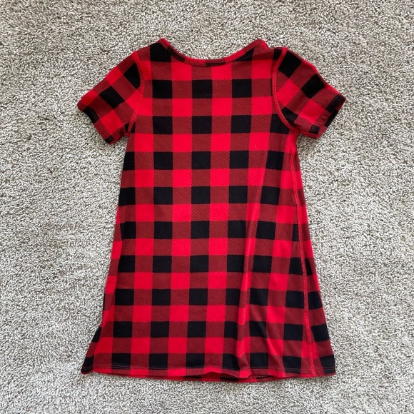 Cat & Jack Toddler Girls' Adaptive Short Sleeve Holiday Dress red plaid Size 5T - Picture 6 of 7